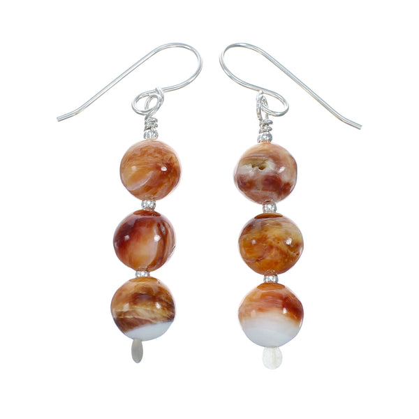 Genuine Sterling Silver Oyster Shell Bead Hook Dangle Earrings X11428